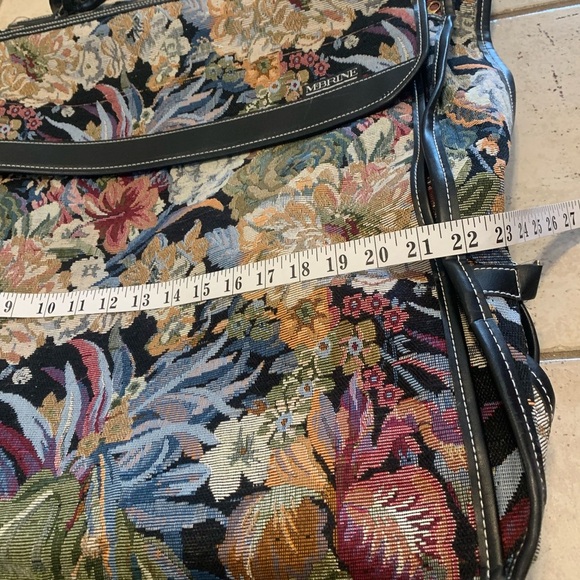 Vintage 50s/60s McBrine Tapestry Floral Garment Bag - Folding Carry-On Luggage - Picture 4 of 12